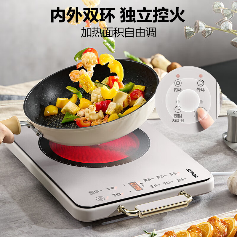 苏泊尔(SUPOR)电陶炉 家用超薄电磁炉 超薄炫彩微晶面板 2200W内外双环猛火 C22-CS07高清大图
