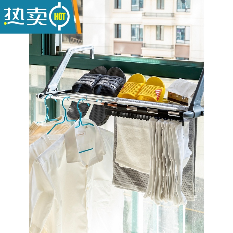 XIANCAI阳台晾衣服器晒鞋架窗外晾衣架窗户晾晒杆防盗网晒枕头窗台挂架高清大图