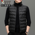啄木鸟羽绒马甲男2024冬季新款轻薄背心保暖坎肩时尚立领外穿新啄 L110-125斤 黑色