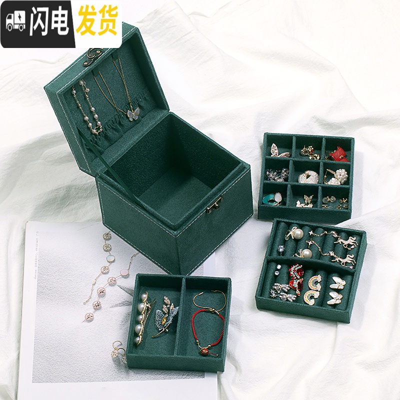 三维工匠简约大容量多层首饰盒韩国耳环珠宝项链饰品盒欧式收纳盒高清大图