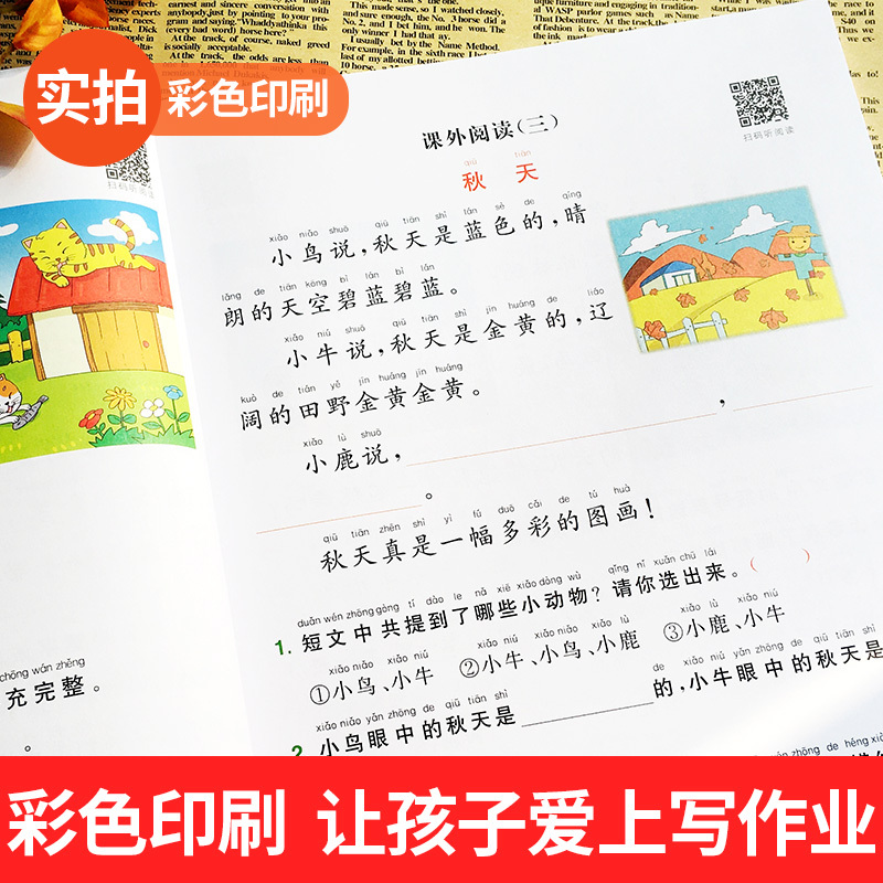 一年级下册拼音练习册 阅读理解下册2本 人教版部编小学语文看拼音写词语生字注音课外阅读理解专项训练题 课堂同步练习册书天