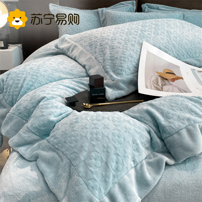 牛奶绒四件套法兰绒双面绒冬季加厚保暖珊瑚绒裸睡床上用品