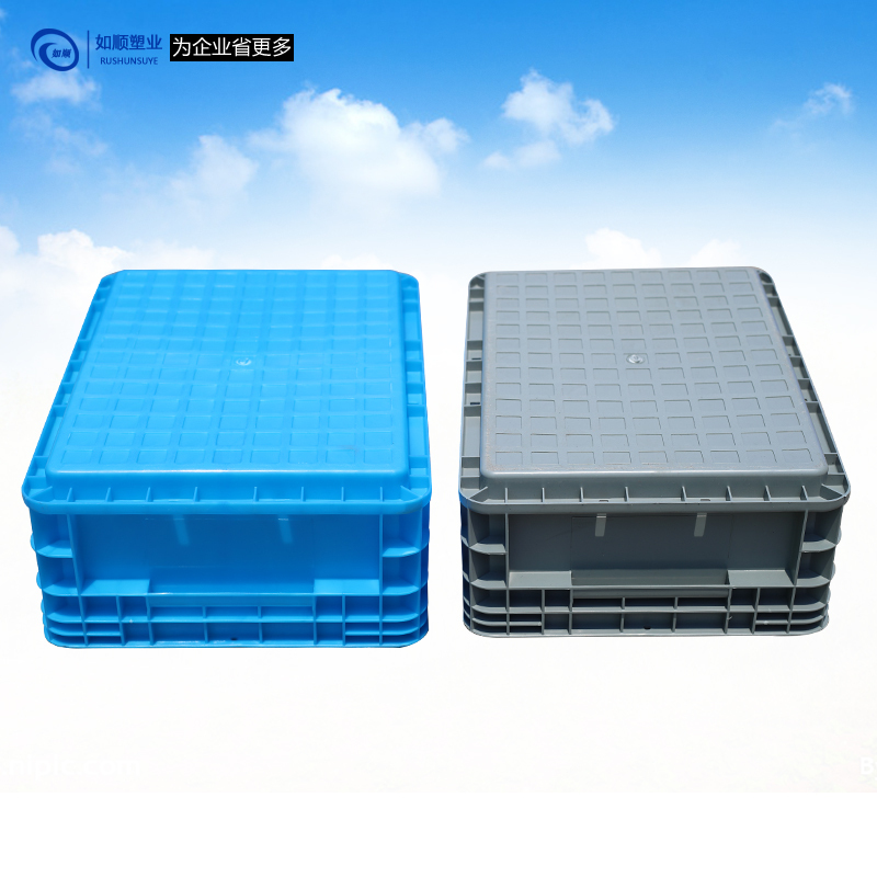 大号周转箱长方形塑料箱子过滤工具储物箱EU塑胶养龟箱带盖 EU箱外100*40*28 蓝色物流箱+翻盖
