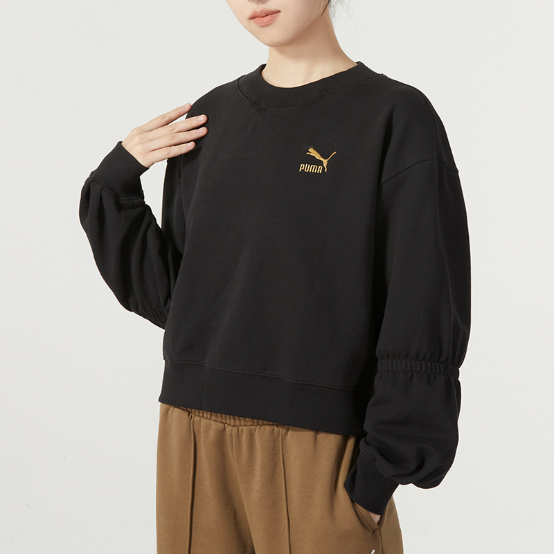 彪马(PUMA)卫衣女装新款时尚休闲运动服宽松舒适上衣圆领套头衫625251-01 ZP