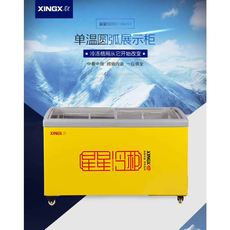 星星(xingx)sd/sc-366sy展示柜商用冰柜366升 冷藏冷冻单温转换玻璃门
