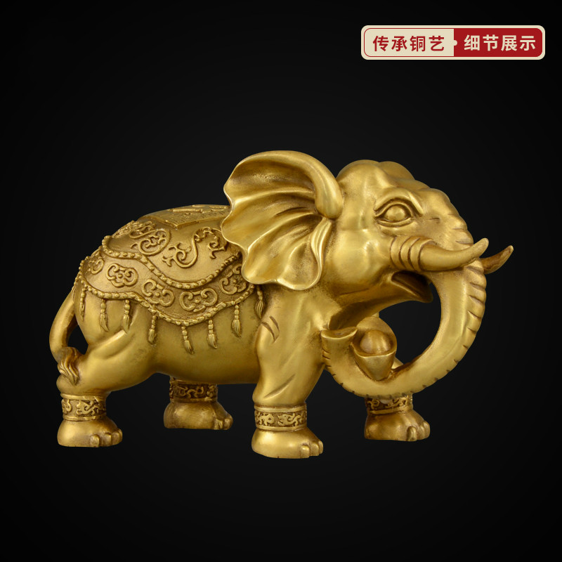 美帮汇铜大象摆件象一对吸水象客厅装饰品大号 7号财富象扬鼻高清大图