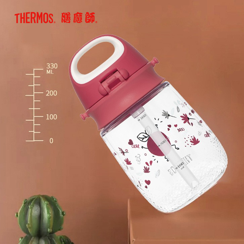 膳魔师THERMOS儿童吸管杯便携塑料杯宝宝水杯学饮杯防摔水果主题夏季水杯BBSA-370 AVO