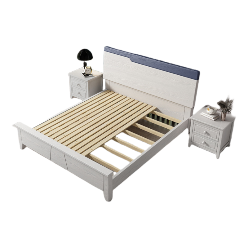 演发 实木床+柜+垫 1.8米 套高清大图