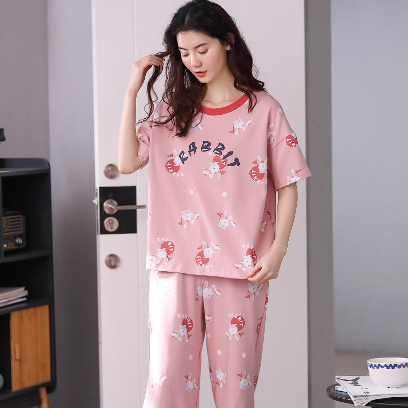 浪莎睡衣女夏季纯棉ins时尚可爱短袖短裤学生休闲夏天薄款家居服