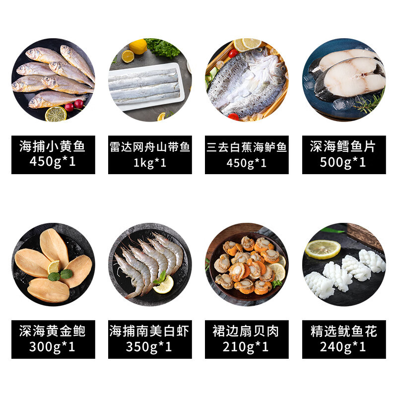 鲜到鲜得 海鲜礼盒海鲜大礼包3500g(8种食材)高清大图