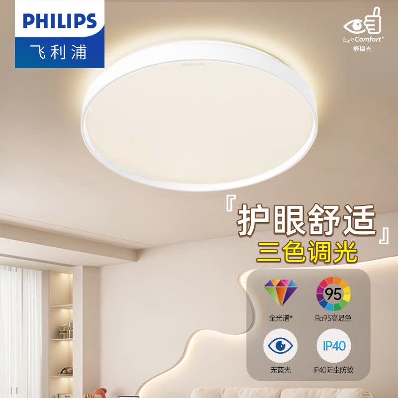 [飞利浦1140]LED卧室吸顶灯全光谱灯具客厅灯2025年最流行灯简约大气灯具 星环图片
