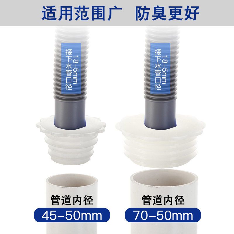 厨房下水管防臭密封圈洗衣机排水管下水道硅胶防臭塞防臭盖|白色(加厚)密封圈