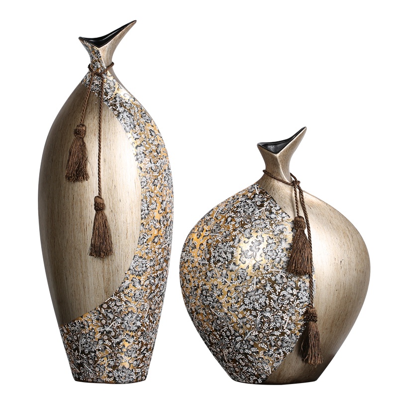 欧式时尚花瓶创意家居装饰品客厅电视柜玄关美式摆件陶瓷贴花三维工匠