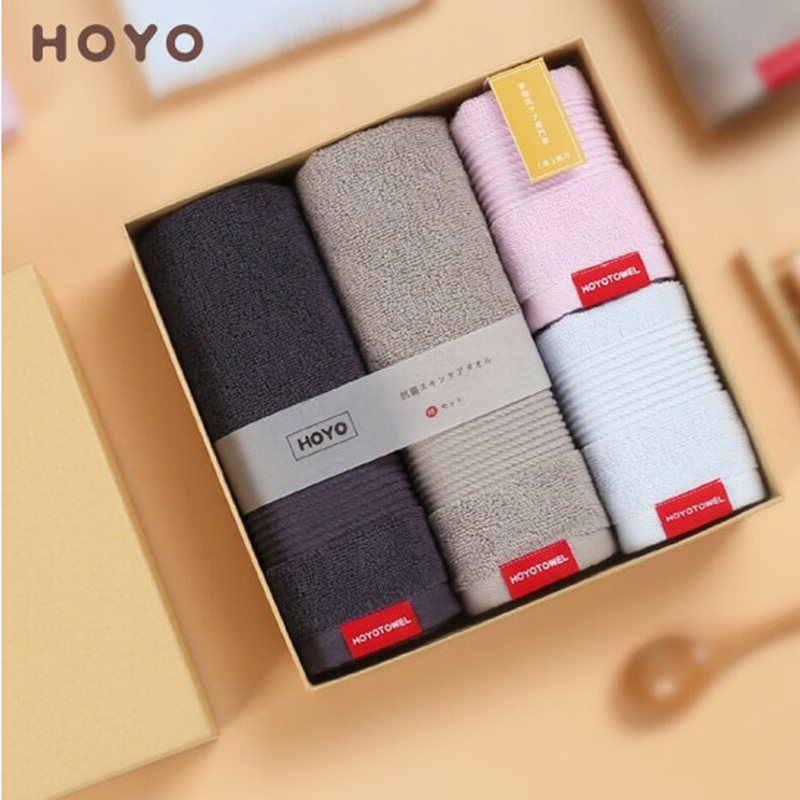 HOYO 毛巾方巾礼盒家庭套装4条装