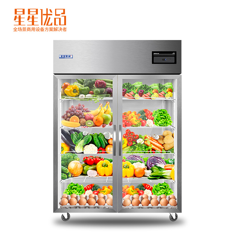 星星优品(XINGX·YOUPIN)展示柜冷藏保鲜商用立式水果蔬菜饮料大容量【双门冷藏】全铜管BC-1000TA