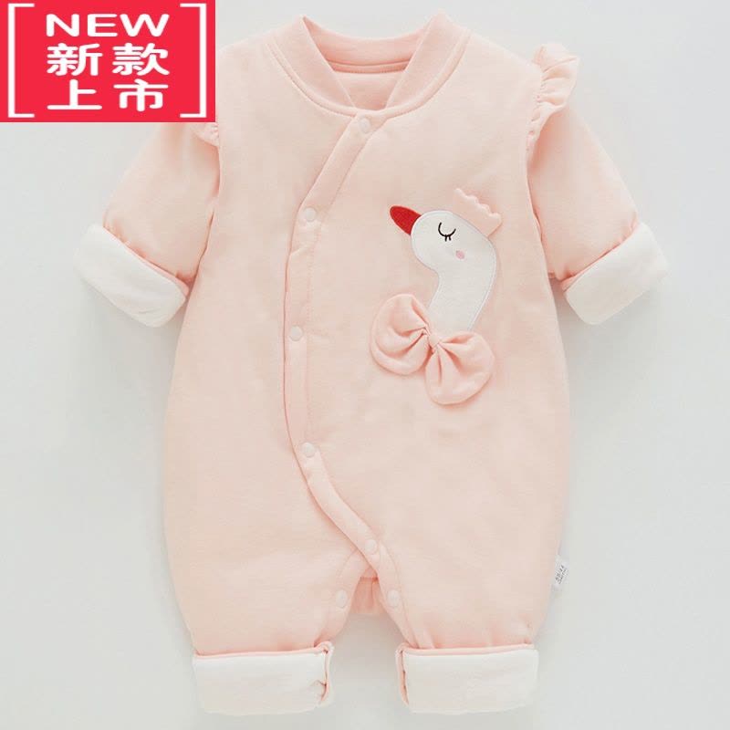 可莉允婴儿连体衣服秋装宝宝薄夹棉哈衣冬季新生儿保暖薄棉衣棉服图片