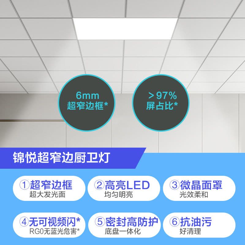 欧普照明集成吊顶led平板灯天花铝扣面板300x600厨房卫生间嵌入式图片