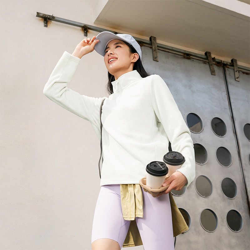 361°运动卫衣女新款女士摇粒绒半开襟卫衣冲锋衣加绒内胆高清大图