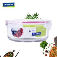 三光云彩(GLASSLOCK) 钢化玻璃耐热保鲜盒圆形饭盒660ml食品收纳盒加厚耐摔微波炉可用便当盒RP524