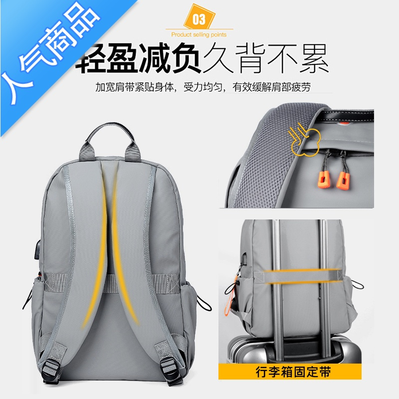 封后潮牌男士双肩包时尚大容量旅行包大学生书包简约商务防水电脑背包