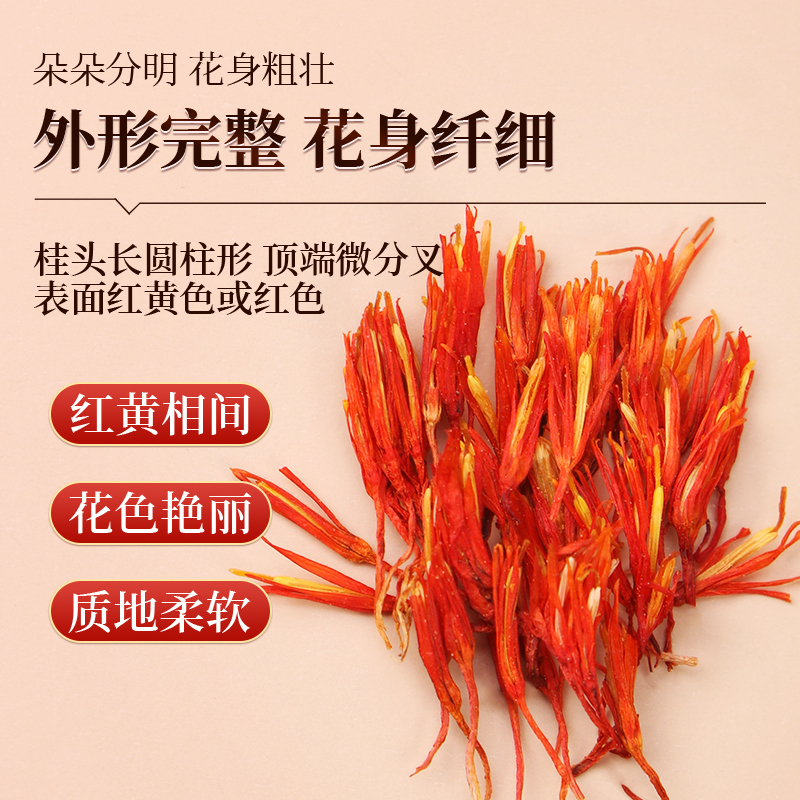 [买1发3同款]北京同仁堂内廷上用正品新疆红花25g特产级中草药材泡酒食用药用泡水泡茶泡脚
