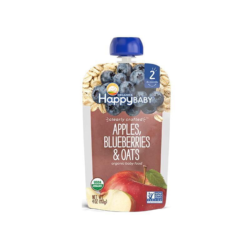 禧贝(Happy Baby)苹果蓝莓燕麦透明装果泥 113g/袋装 6个月以上高清大图