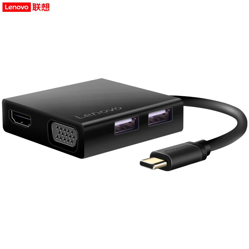 联想C120五合一Type-C扩展坞USB-C转HDMI/VGA转接头转换器苹果华为小米笔记本电脑拓展坞USB连接线