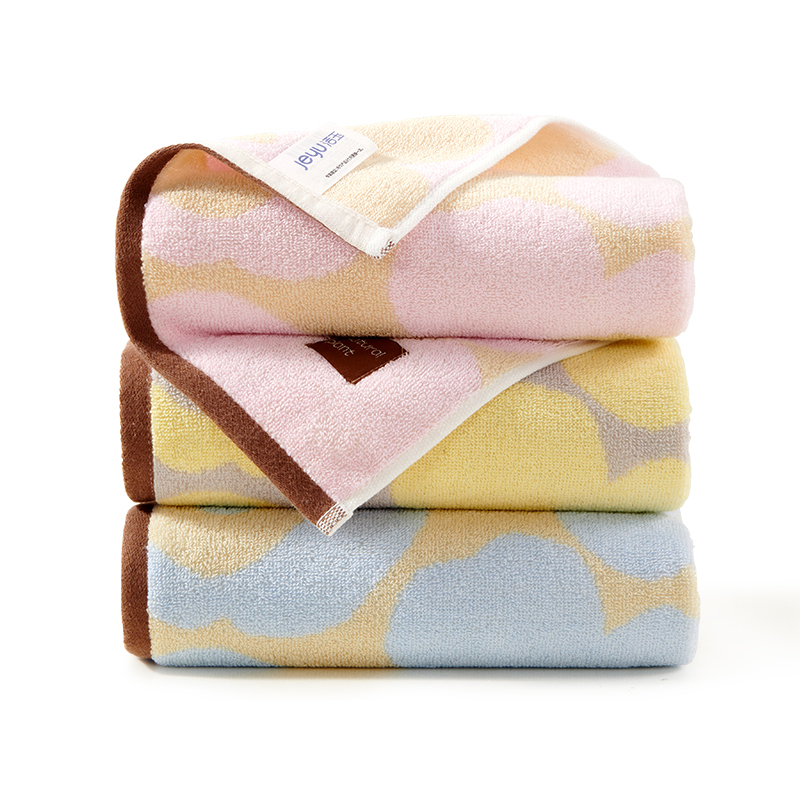 洁玉 春野樱精梳棉提花毛巾 34*74cm 95g 1条装 J4017F 黄色高清大图