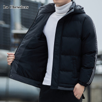 官方休闲棉服男士冬季外套潮牌连帽棉衣加绒加厚保暖棉袄子时尚面包服 5XL 黑色