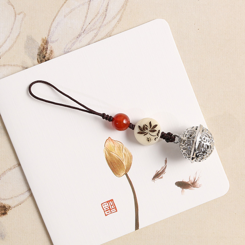 手工挂绳情侣宫铃手机链挂件男女创意古风汽车钥匙扣u盘包挂饰品