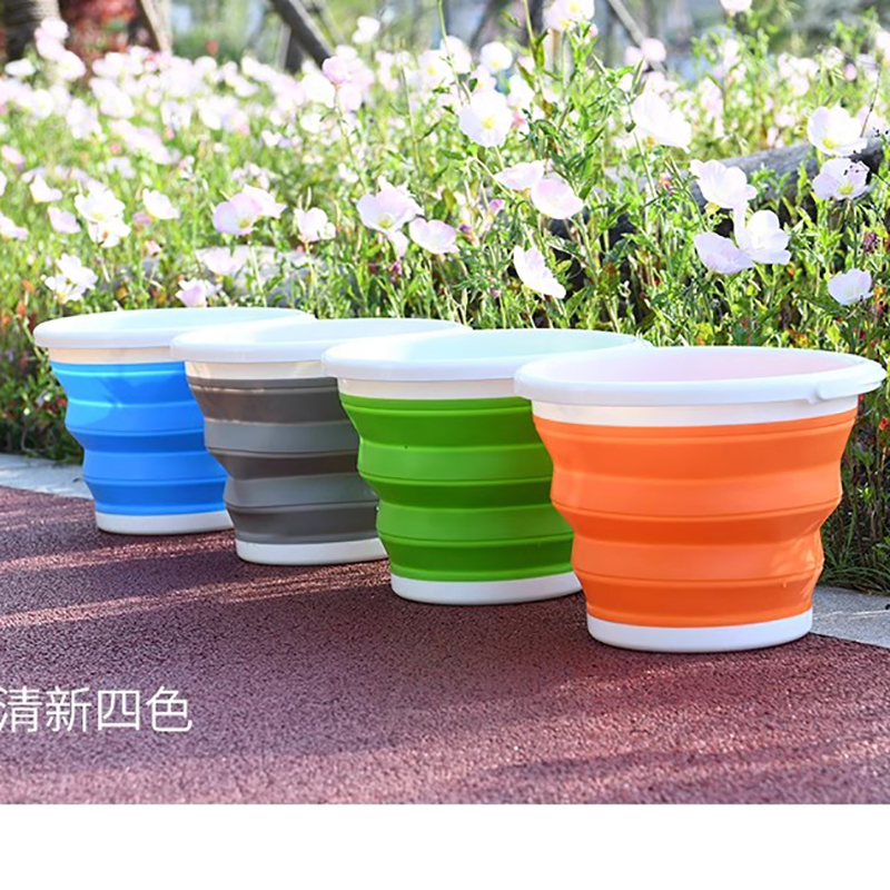 【补贴10%】可折叠水桶家用加厚手提桶便携户外垂钓桶洗车收纳大号 灰色大号10L+加大15L