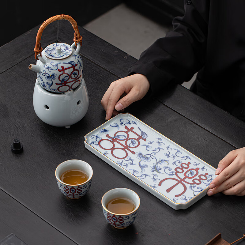 苏氏陶瓷/SUSHI CERAMICS J1080 平安喜乐青花温茶套装 (单位:套)高清大图