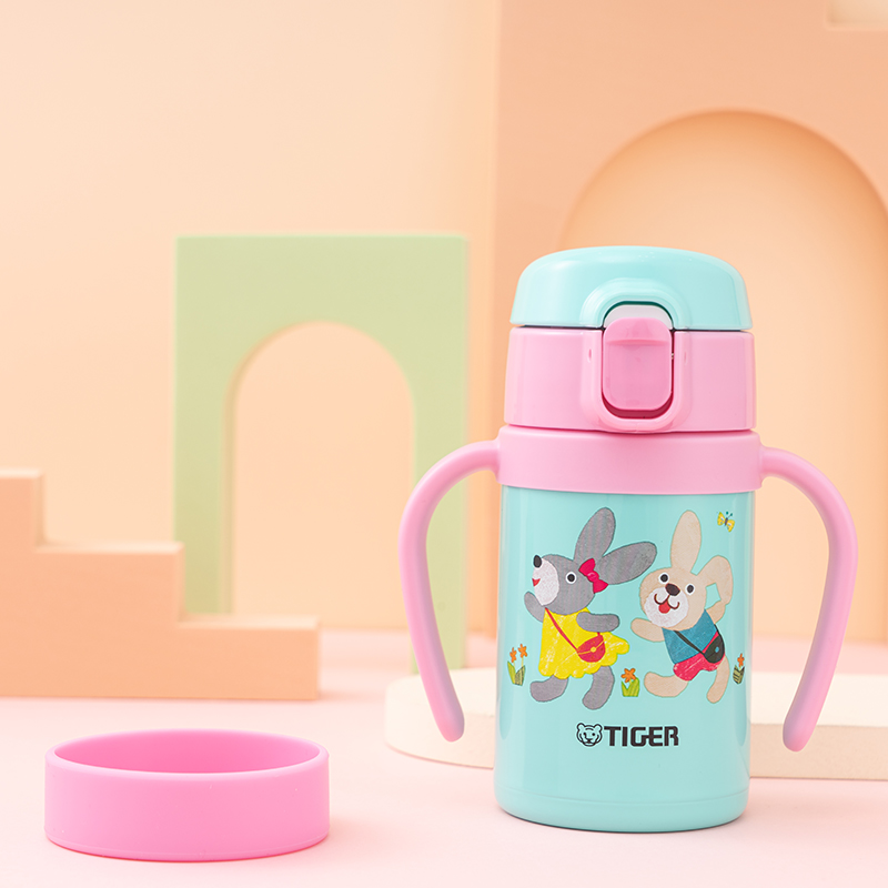 虎牌(tiger) 304不锈钢保冷杯幼儿卡通吸管杯儿童吸管水杯 双把手杯 MCK-A28C 280ml高清大图