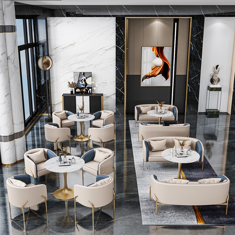 洽谈沙发曼莎佳人卡座轻奢售楼处部接待桌椅组合酒店大堂办公室沙发