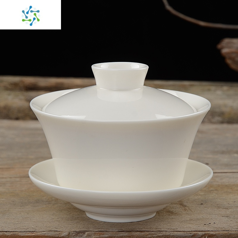 德化白瓷盖碗茶杯功夫茶具三才单个家用纯白陶瓷泡茶碗ogo定制三维