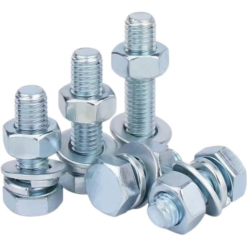 中锦科技 4.8镀锌外六角螺丝螺母装 M24*60mm【螺栓+螺母+平弹垫】套