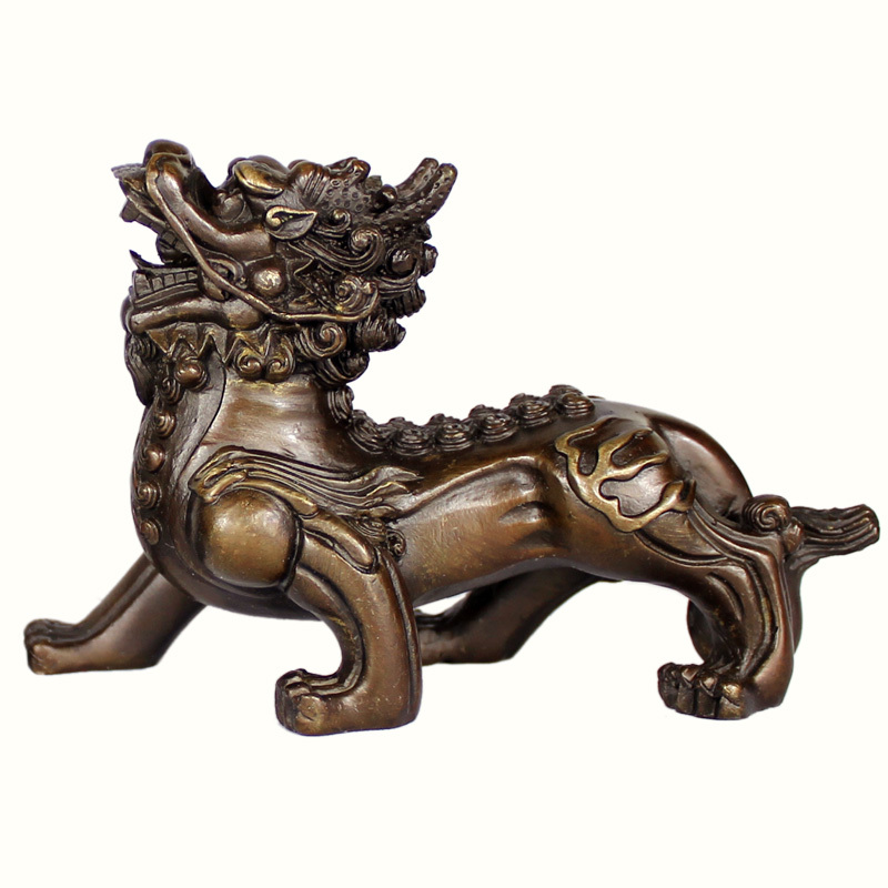 礼品之家纯铜小麒麟风水摆件工艺品招财麒麟