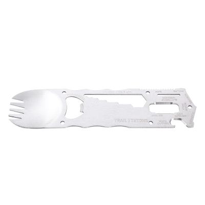 银色 不锈钢沙拉勺多功能野外餐匙户外野营用品户外便携叉勺创意餐具