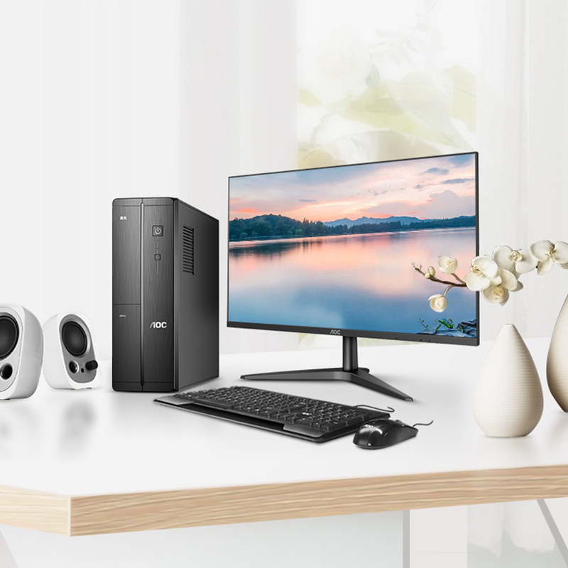 AOC 荣光910 迷你商用办公台式电脑套机(十代赛扬G5905 8G 512G SSD 三年上门 商务键鼠 )