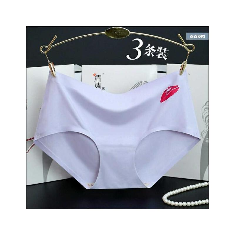 3条清清裤朵女郎抗菌裤粉粉裤冰丝无痕一片式内裤三角中腰生理