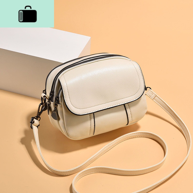 迷你小包包女2020新款时尚复古简约百搭小圆包单肩斜挎软皮女包NEWLAKE 米白