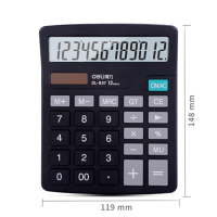 得力837 双电源轻便桌面计算器 12位大屏桌面计算机6台/组 黑色