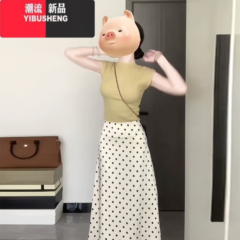 YIBUSHENG波点小众设计风情万种的连衣裙子女季2024新款适合小个子的穿搭图片