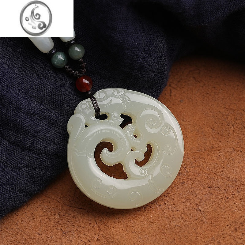 jimi和田玉镂空龙吊坠龙形毛衣链玉吊坠女玉坠玉佩男项链百搭
