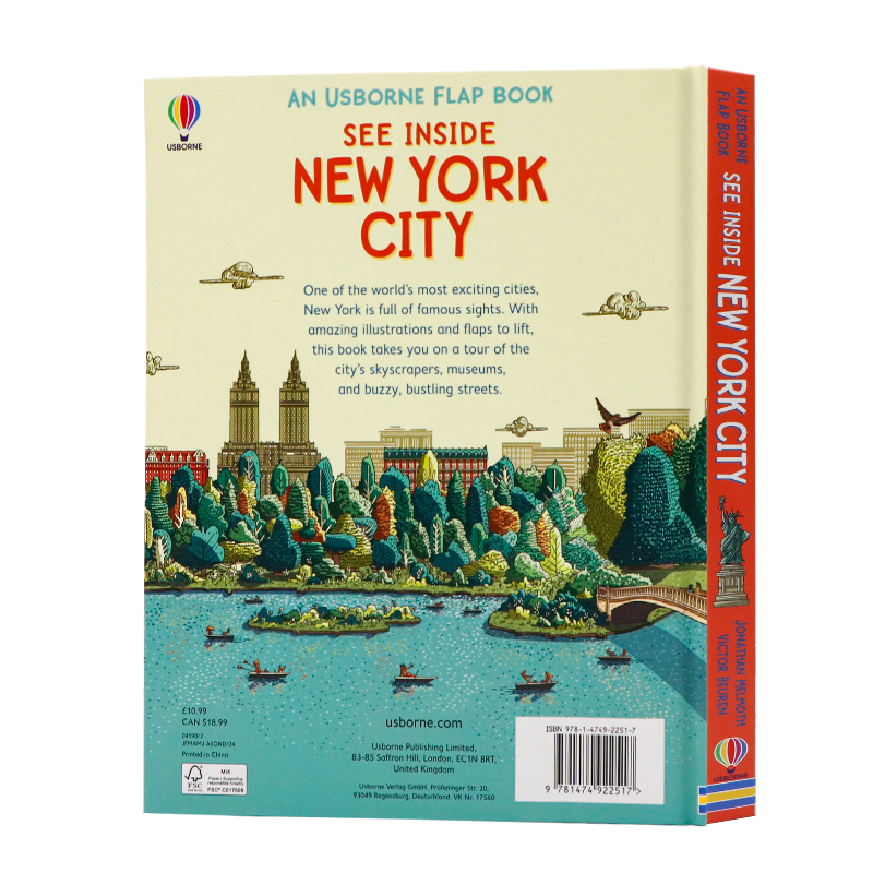 [正版]Usborne看里面系列翻翻书 纽约 See Inside New York City 英文原版绘本 立体书早高清大图