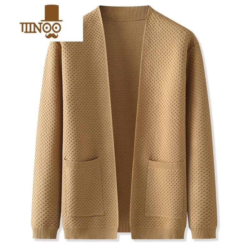 YANXU大码男士休闲针织开衫外套加肥加大提花V领小披风胖衣潮图片