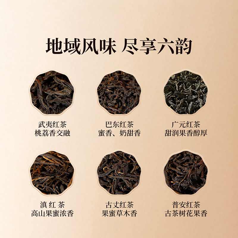 [正山堂]六雅天成礼盒 1盒 180g/盒 红茶 六大产区茶叶 味道香醇 回甘高清大图