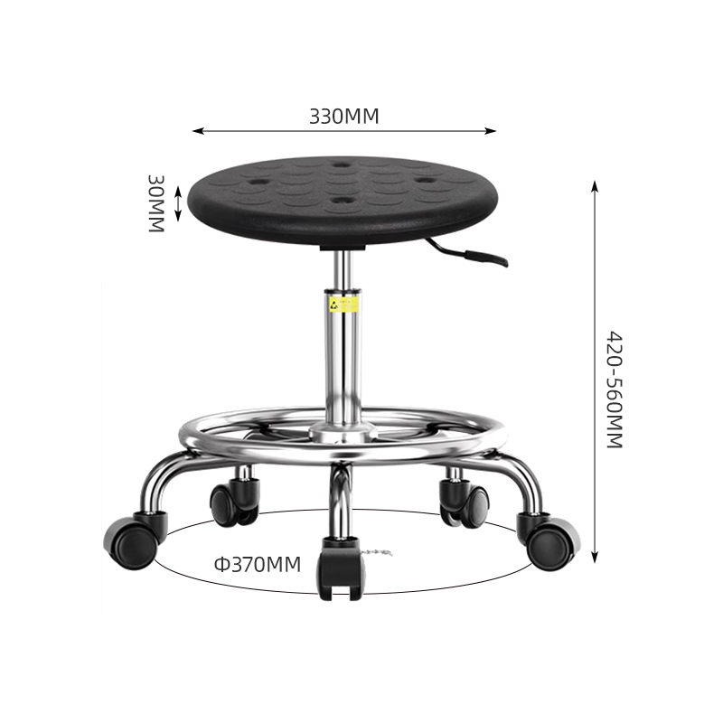 臻远ZY-7937防静电椅子车间流水线升降椅子 42-56cm圈脚黑色轮子高清大图