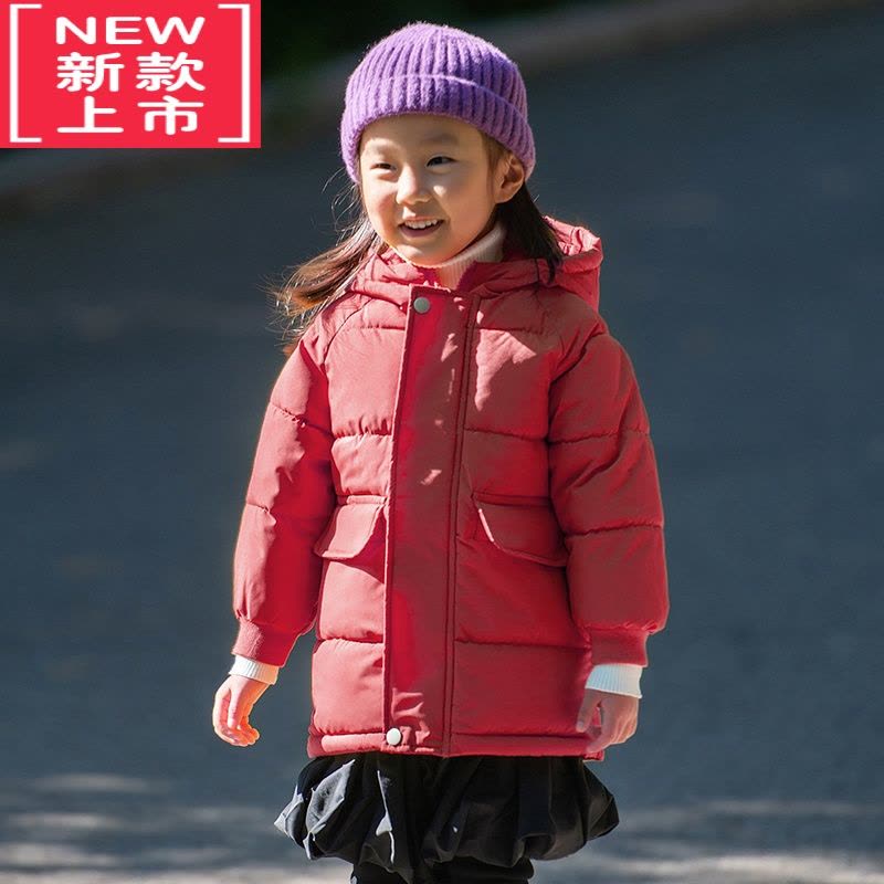 可莉允小原亲子装秋冬厚长款过膝棉服大童连帽棉衣外套母女装面包服图片