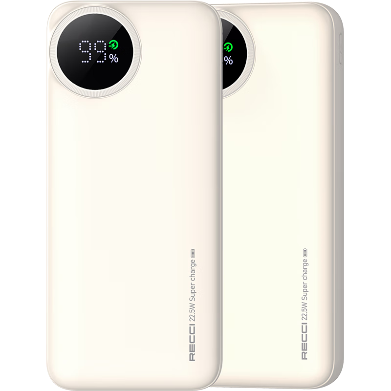 锐思RECCI[3C认证][可上飞机]移动电源PD快充带数显 支持苹果华为VIVO荣耀10000mAh RPB-P48白高清大图